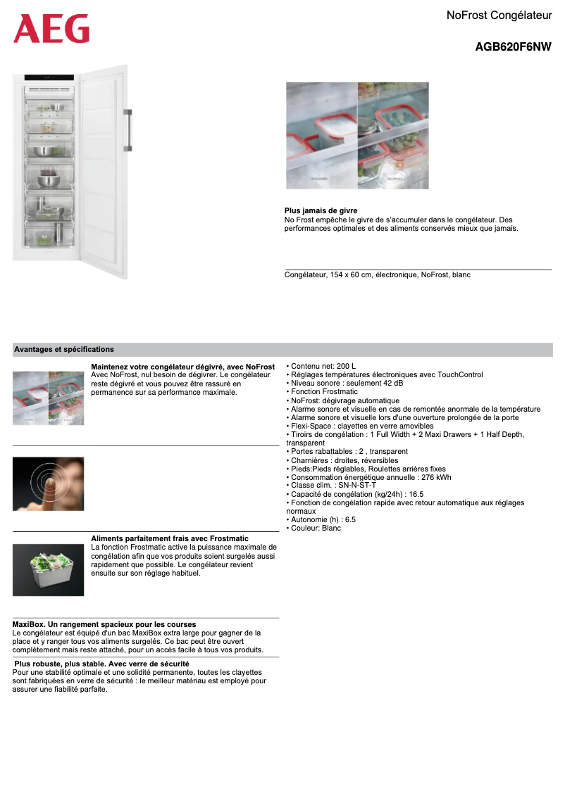 Page n°1 - Fiche technique AEG AGB620F6NW