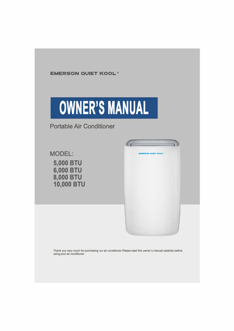 Page n°1 - Manuel utilisateur Emerson Quiet Kool EAPC6RSC1