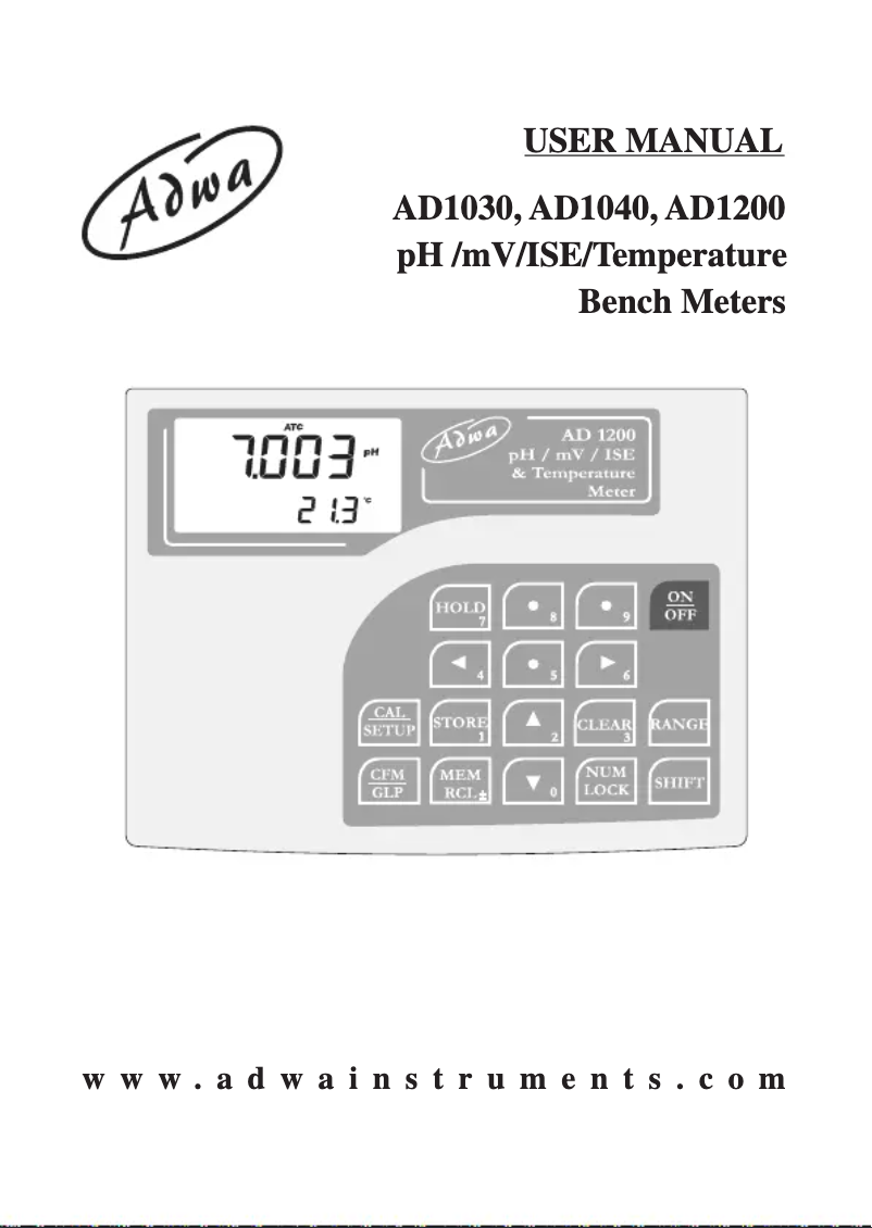 Page n°1 - Manuel utilisateur Adwa AD1200