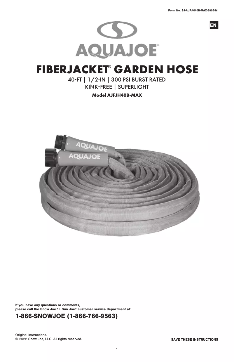 Página 1 del manual Manual de usuario Aqua Joe AJFJH40B-MAX