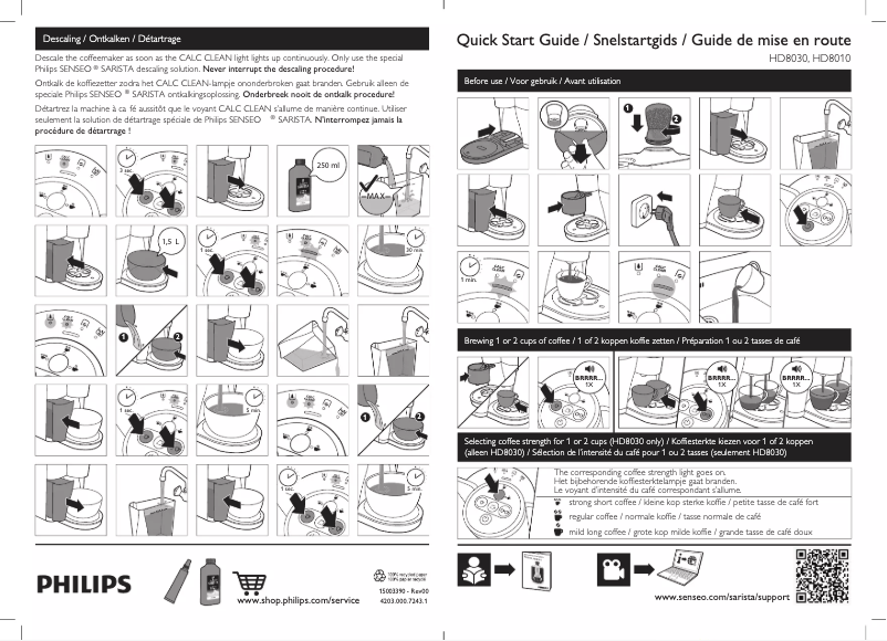 Image de la première page du manuel de l'appareil Senseo Sarista HD8030