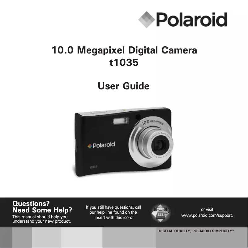 Page 1 de la notice Manuel utilisateur Polaroid t1035