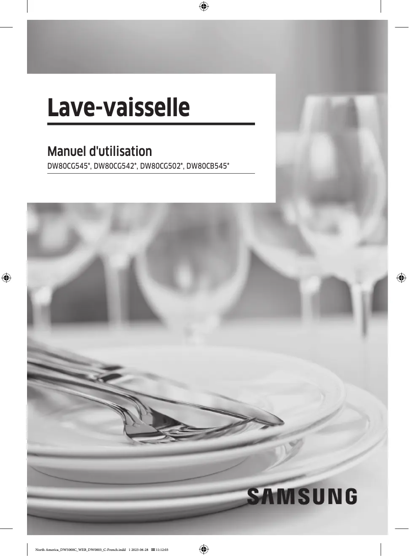 Page 1 de la notice Manuel utilisateur Samsung DW80CG5420SR