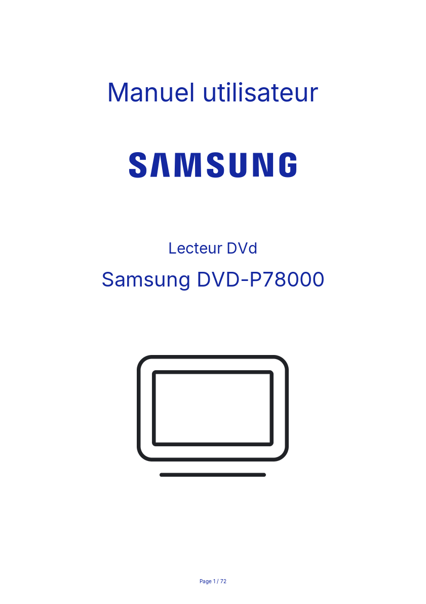 Page n°1 - Manuel utilisateur Samsung DVD-P78000