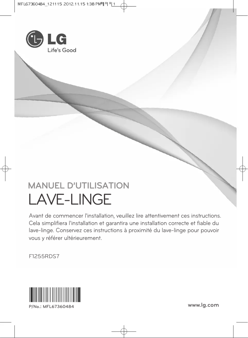 Page 1 de la notice Manuel utilisateur LG F1255RDS7