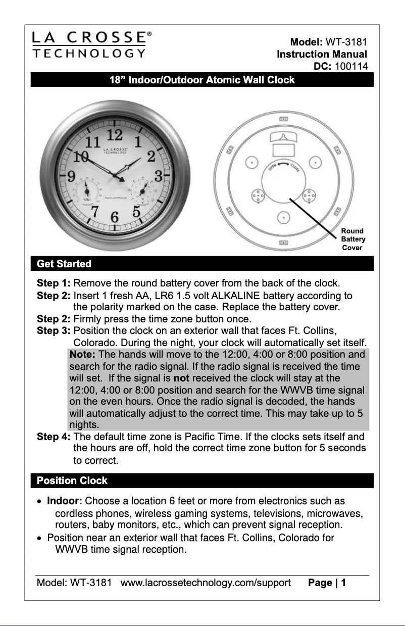 Page 1 de la notice Manuel utilisateur La Crosse Technology WT-3181P