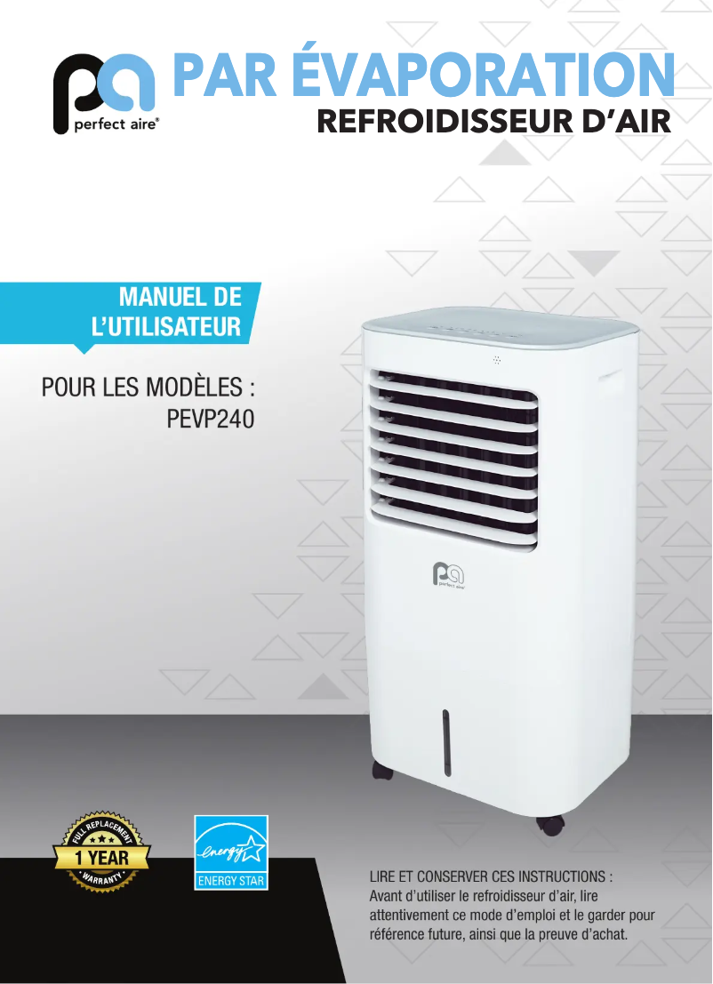 Page n°1 - Manuel utilisateur Perfect Aire PEVP240