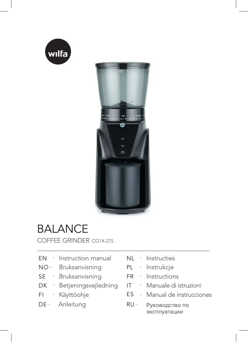 Page 1 de la notice Manuel utilisateur Wilfa Balance CG1S-275