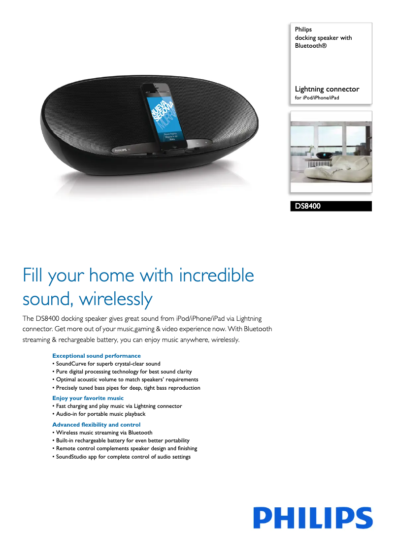 Page 1 de la notice Fiche technique Philips DS8400