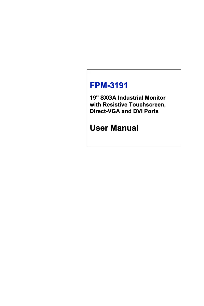 Page n°1 - Manuel utilisateur Advantech FPM-3191