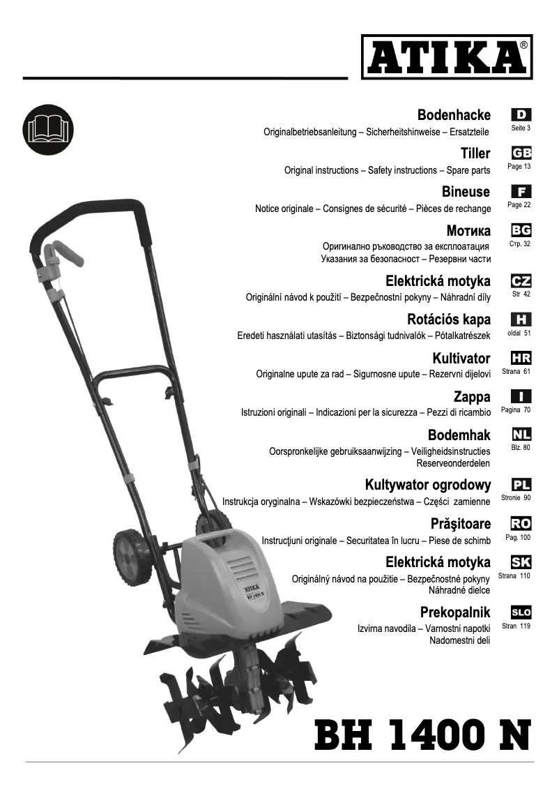 Page n°1 - Manuel utilisateur ATIKA BH 1400 N
