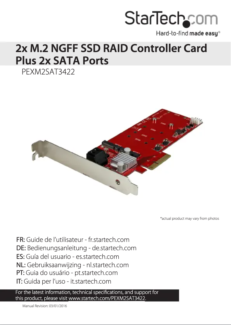 Page 1 de la notice Manuel utilisateur StarTech.com PEXM2SAT3422