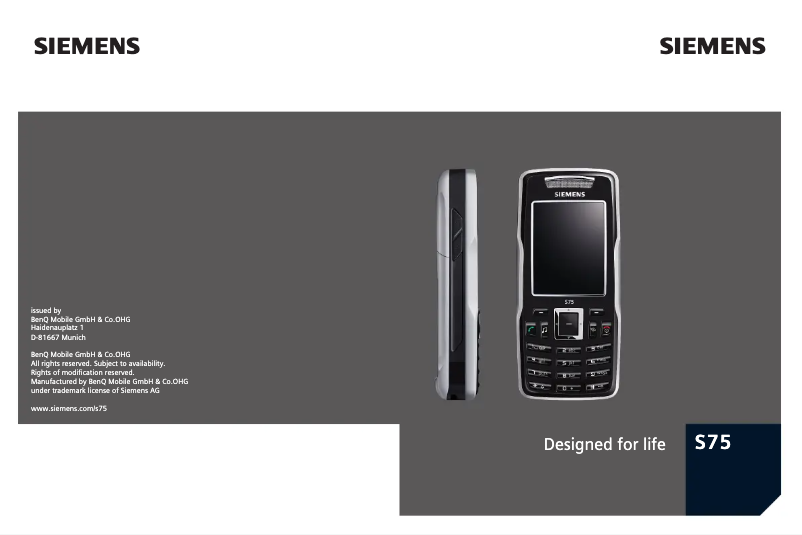 Image de la première page du manuel de l'appareil S75