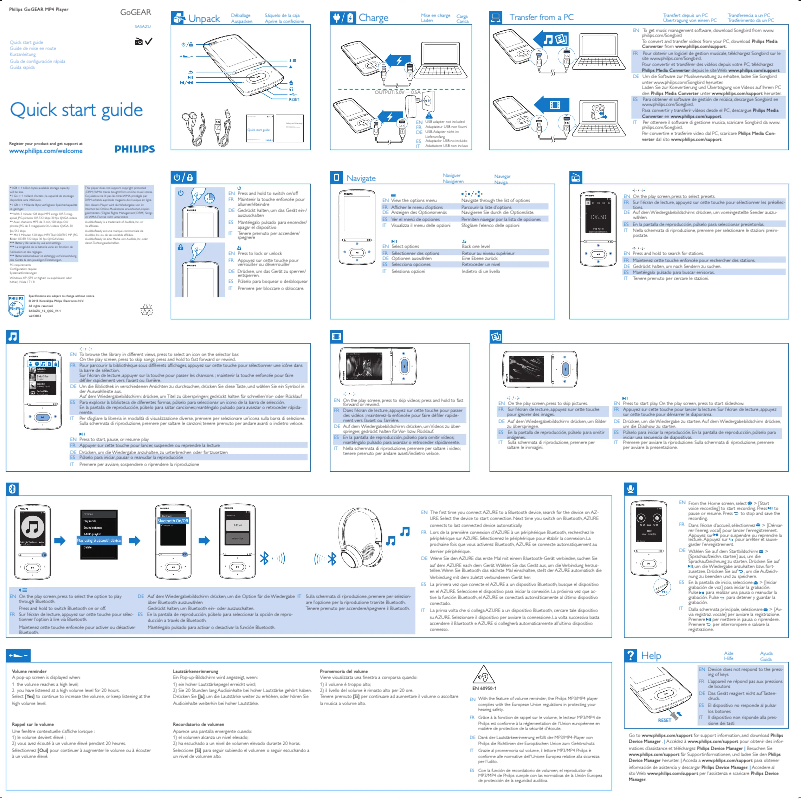 Image de la première page du manuel de l'appareil GoGear SA5AZU