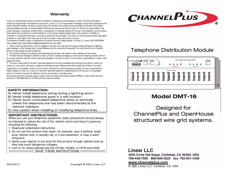 Image de la première page du manuel de l'appareil DMT-24
