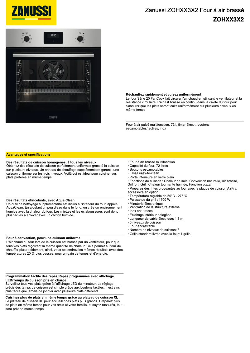 Image de la première page du manuel de l'appareil ZOHXX3X2