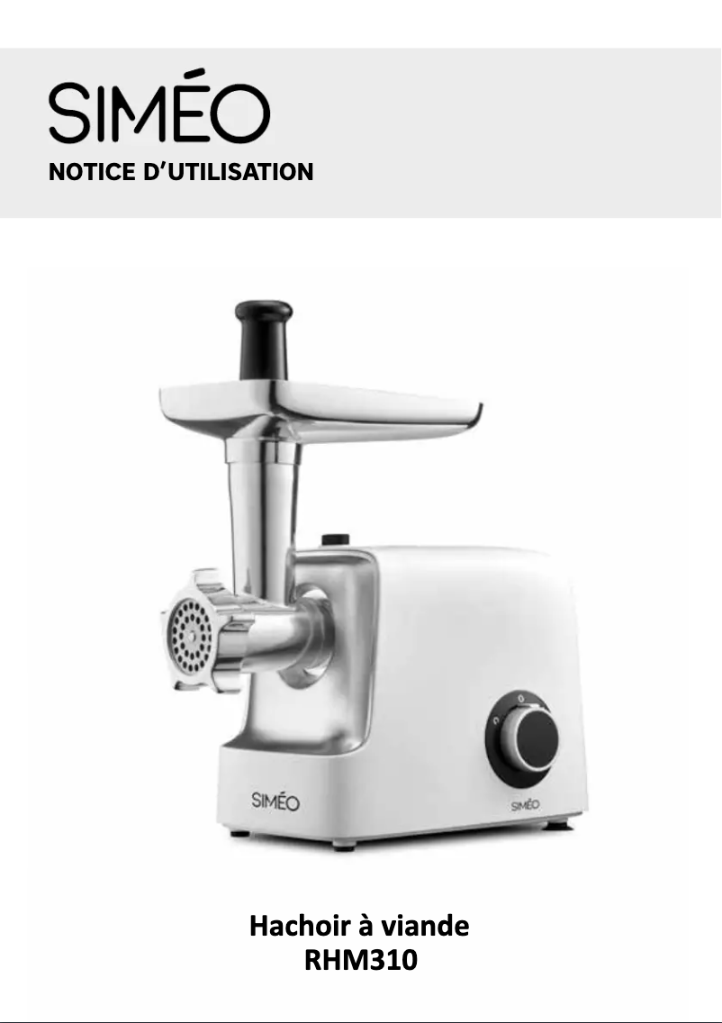 Page 1 de la notice Manuel utilisateur Siméo RHM310