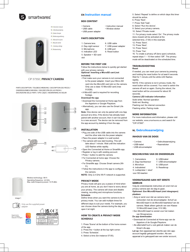 Page 1 de la notice Manuel utilisateur Smartwares CIP-37350