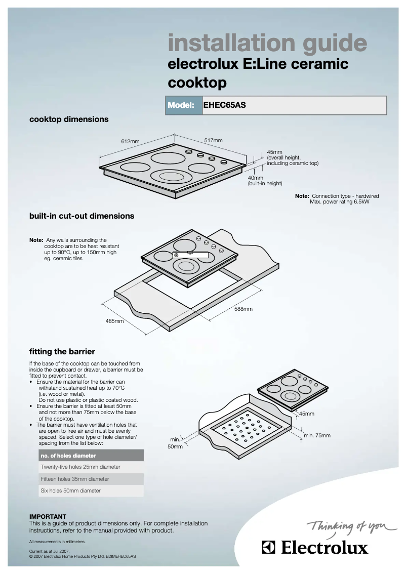 Image de la première page du manuel de l'appareil EHEC65AS