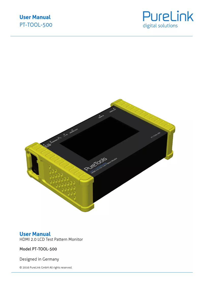 Page n°1 - Manuel utilisateur PureTools PT-TOOL-500