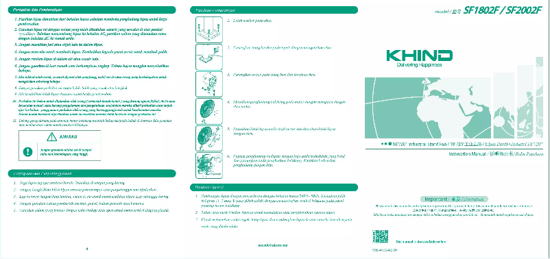 Page n°1 - Manuel utilisateur Khind SF2002F
