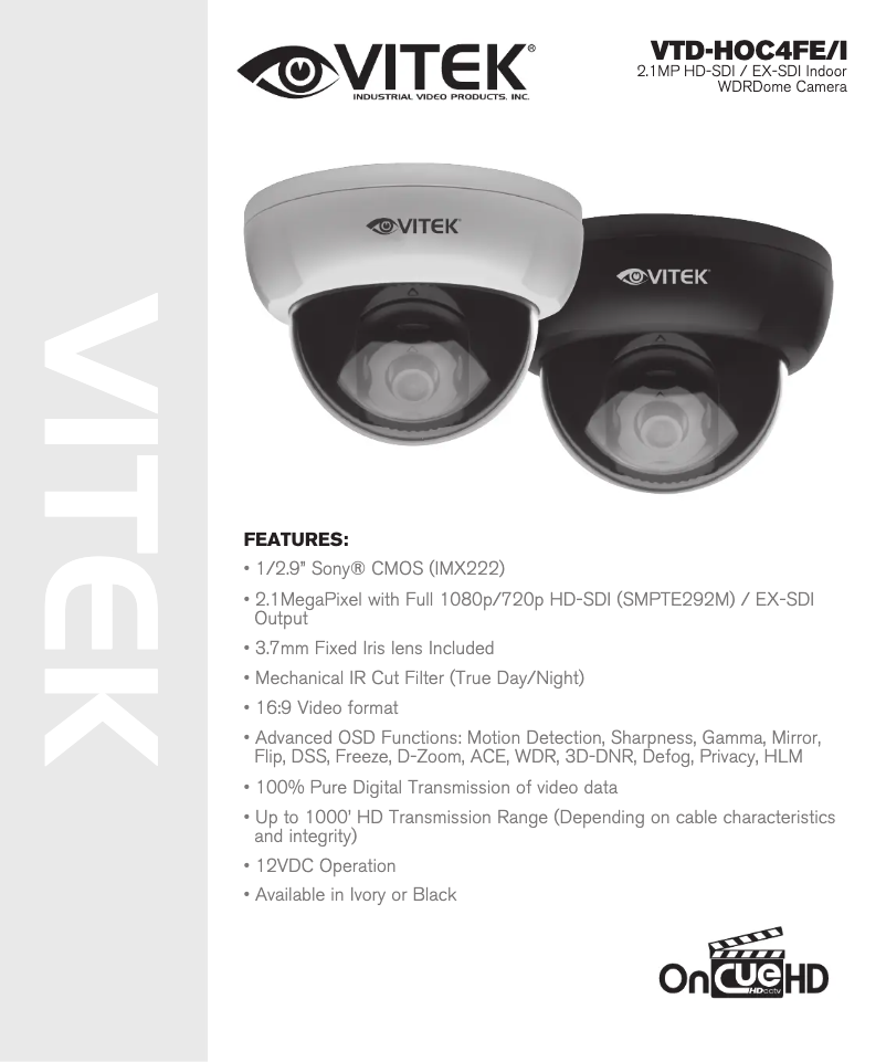 Page n°1 - Manuel utilisateur Vitek VTD-HOC4FE