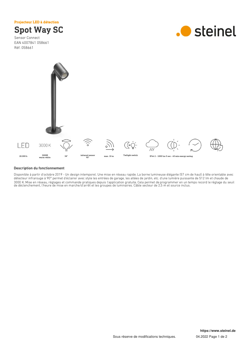 Image de la première page du manuel de l'appareil Spot Way SC