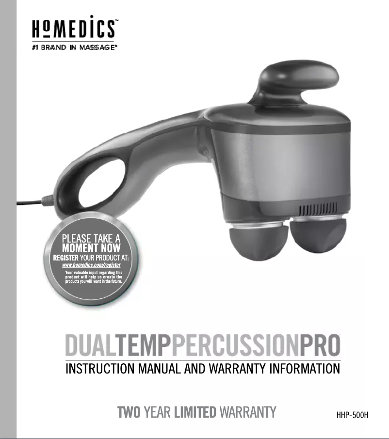 Page n°1 - Manuel utilisateur Homedics HHP-500H