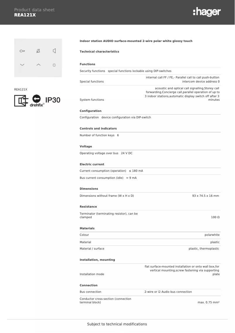 Image de la première page du manuel de l'appareil REA121X