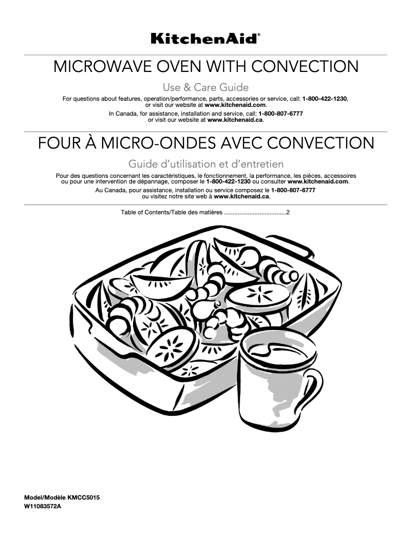 Page 1 de la notice Manuel d'utilisation et d'entretien KitchenAid KMCC5015GBS