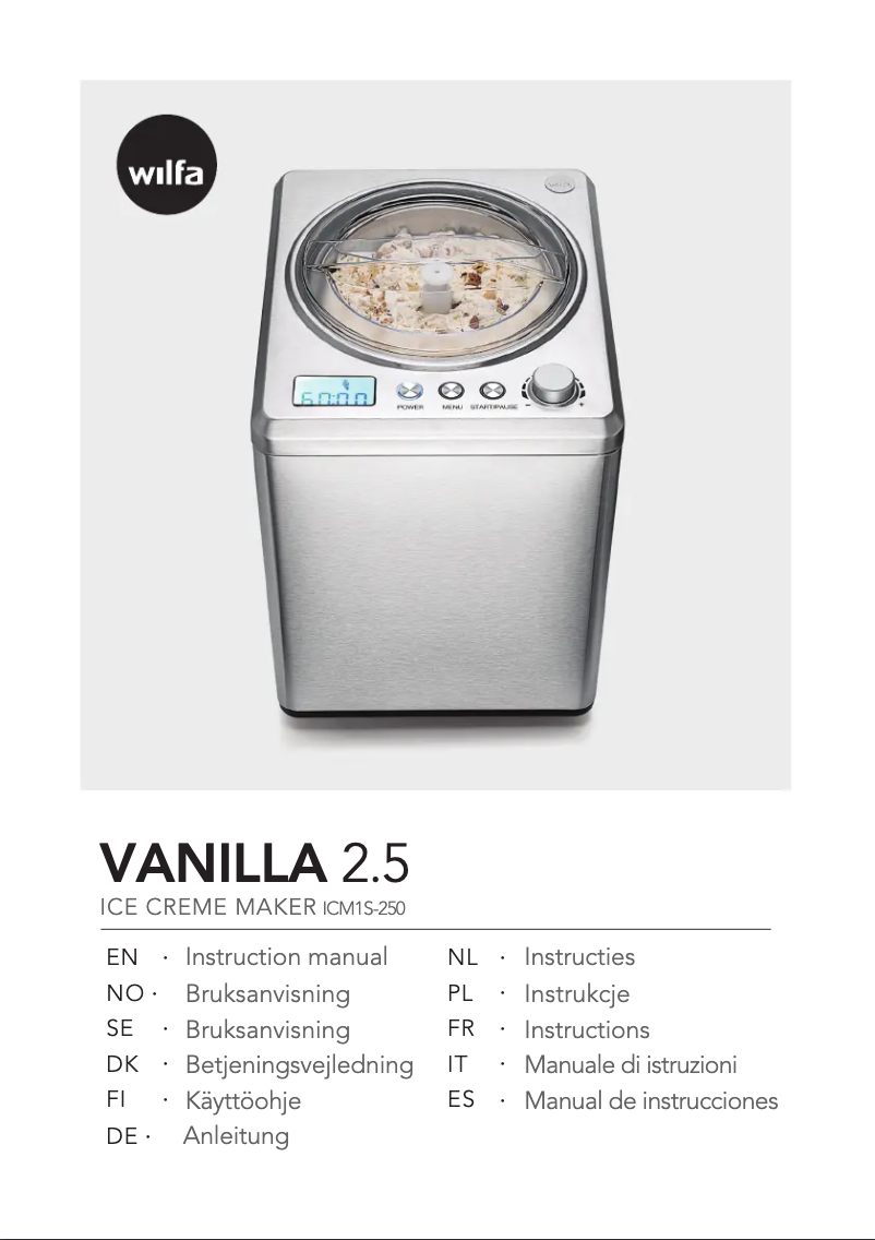 Page n°1 - Manuel utilisateur Wilfa Vanilla 2.5 ICM1S-250