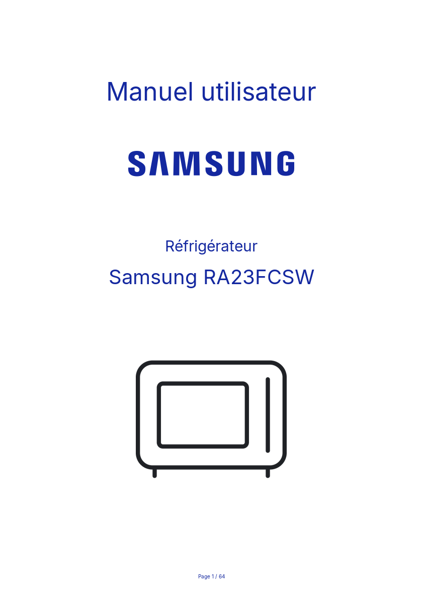 Page n°1 - Manuel utilisateur Samsung RA23FCSW