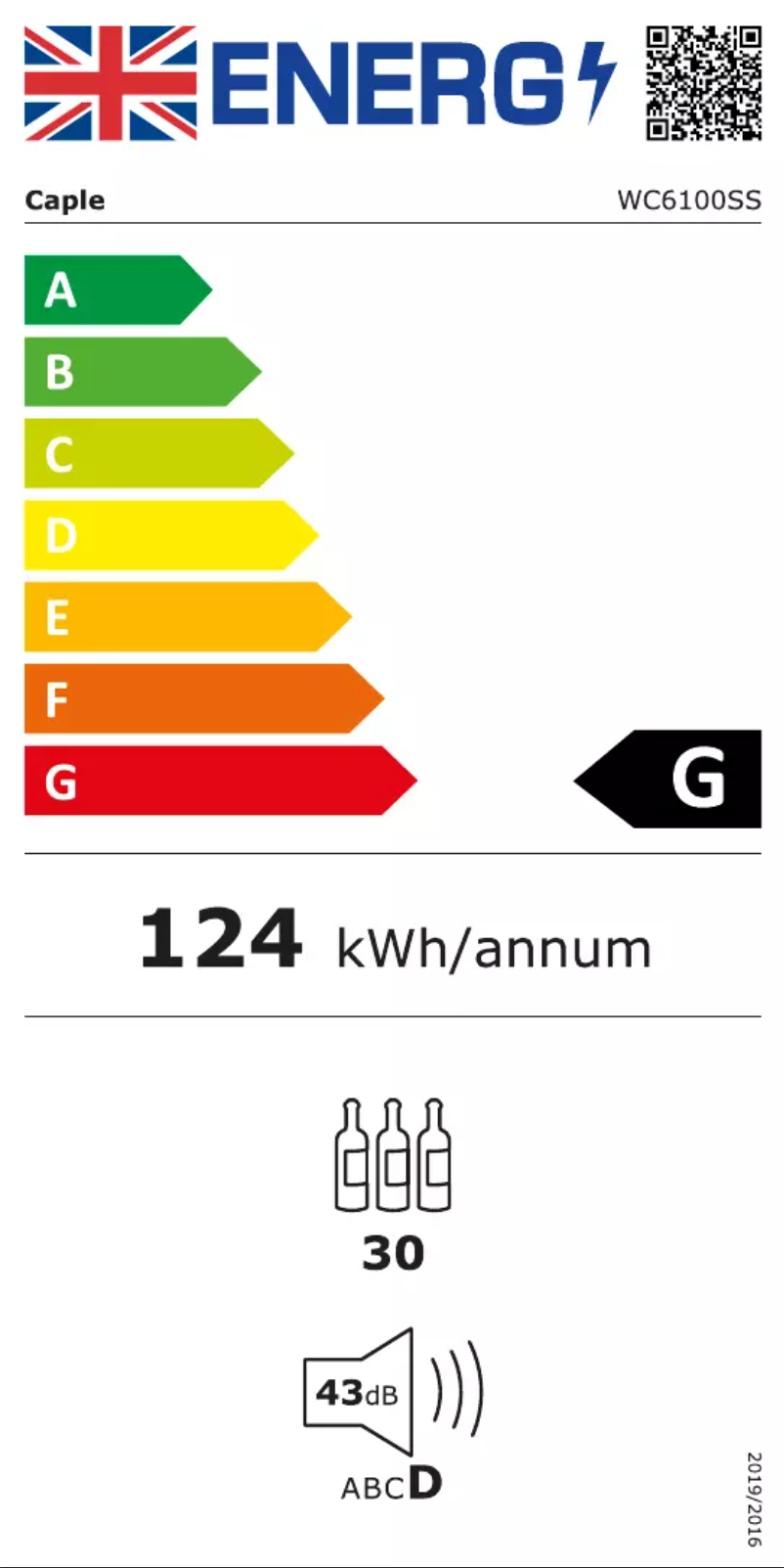 Page n°1 - Label énergétique Caple WC6100BS