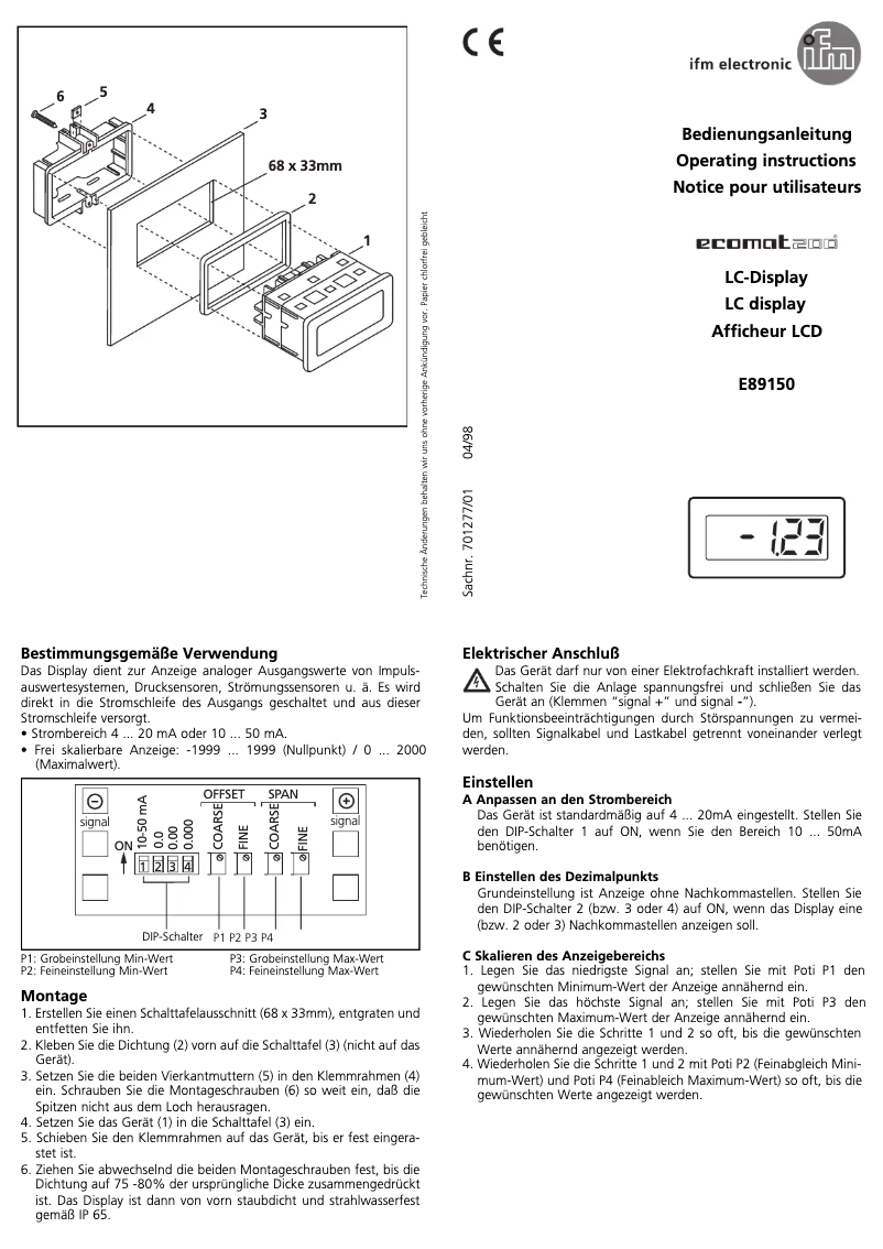 Image de la première page du manuel de l'appareil E89150