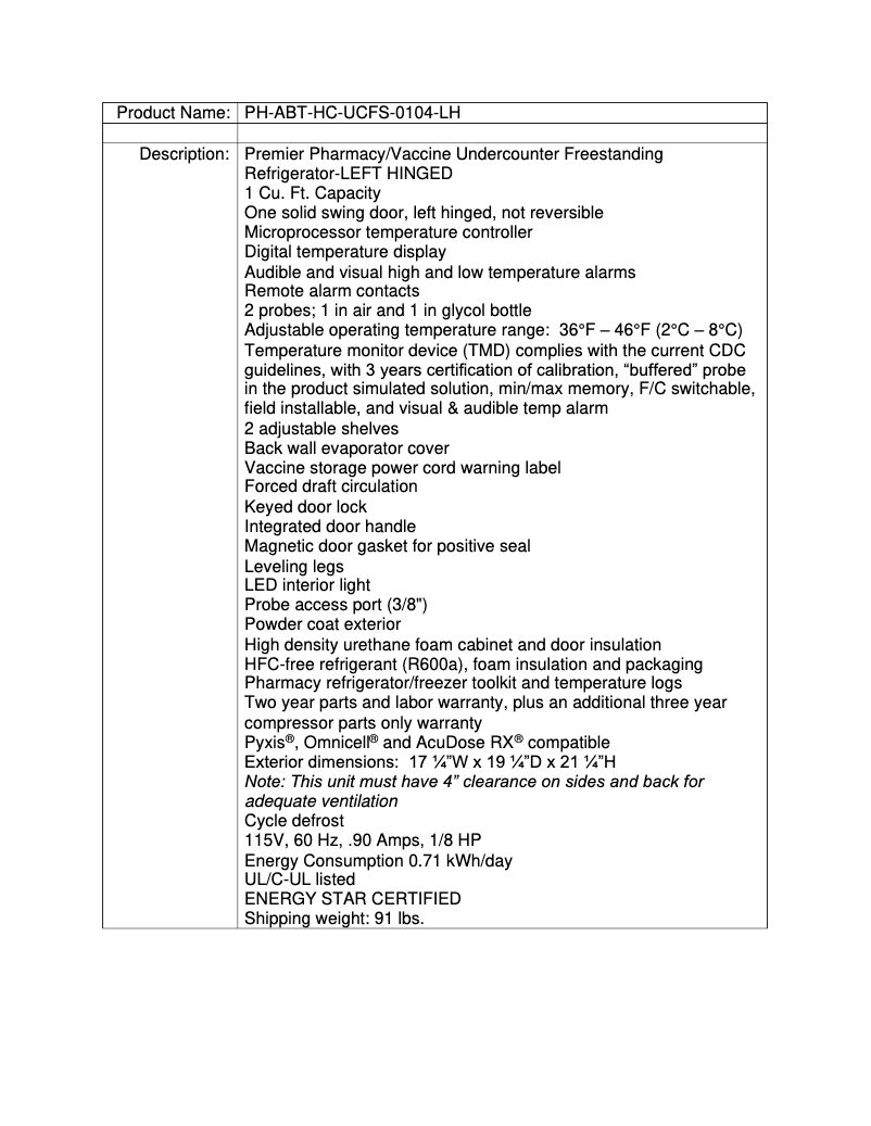 Image de la première page du manuel de l'appareil PH-ABT-HC-UCFS-0104-LH