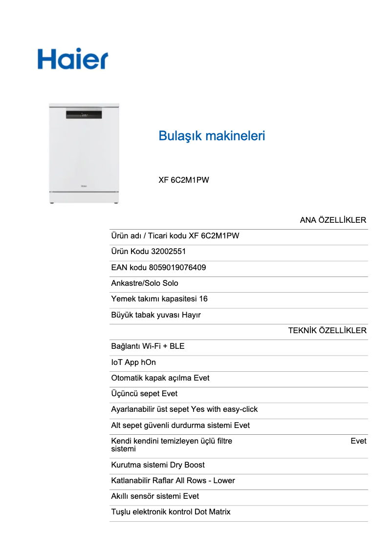 Page 1 de la notice Manuel utilisateur Haier XF 6C2M1PW