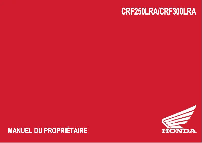 Page 1 de la notice Manuel utilisateur Honda CRF300LRA (2023)