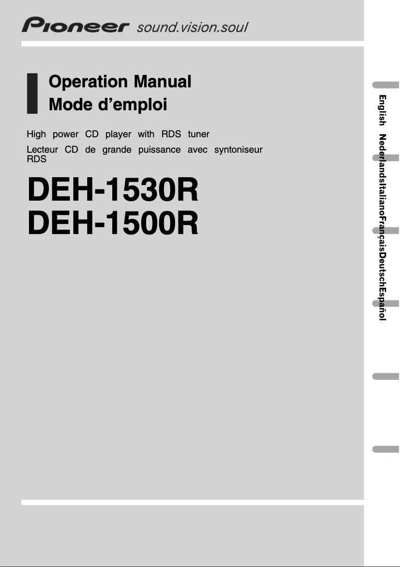 Page n°1 - Manuel utilisateur Pioneer DEH-1530