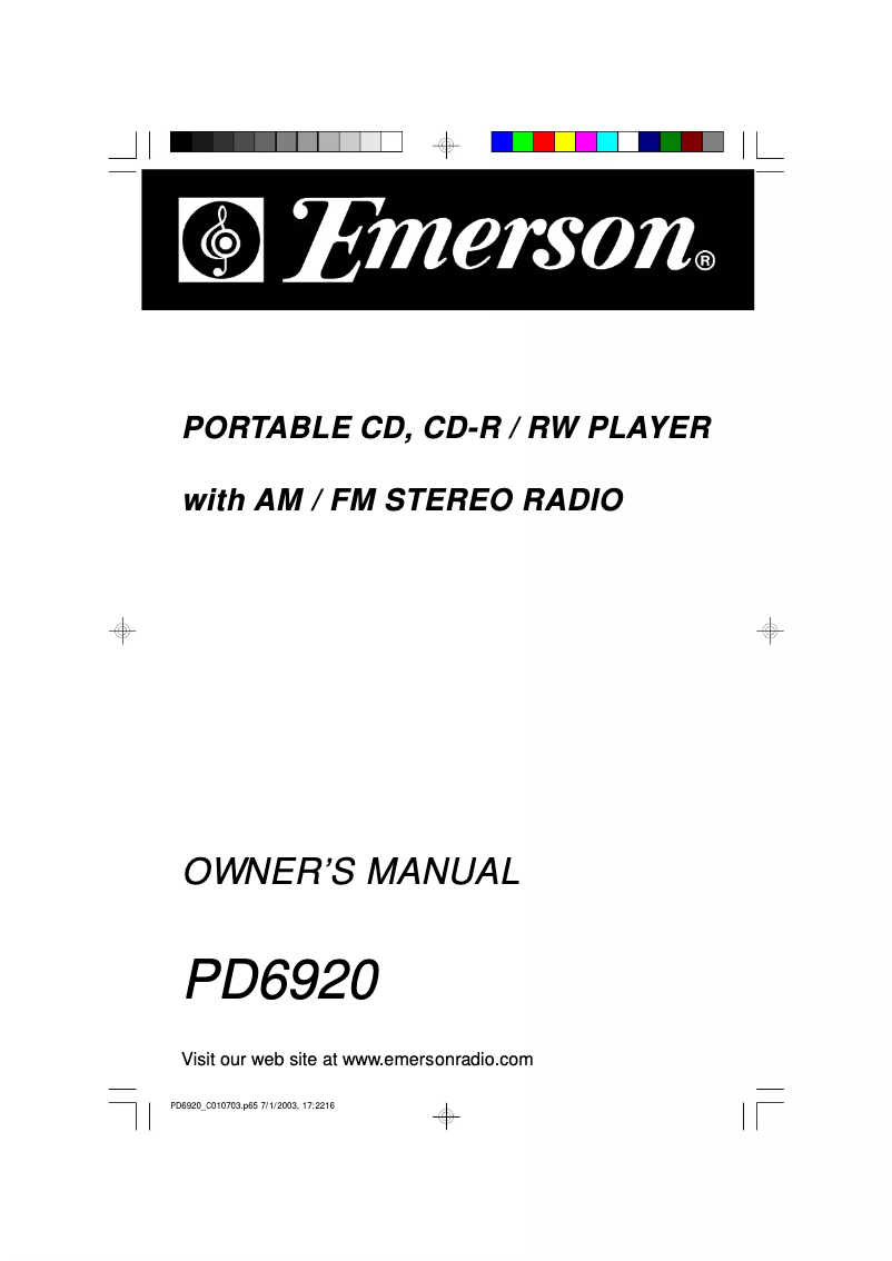 Page 1 de la notice Manuel utilisateur Emerson PD6920