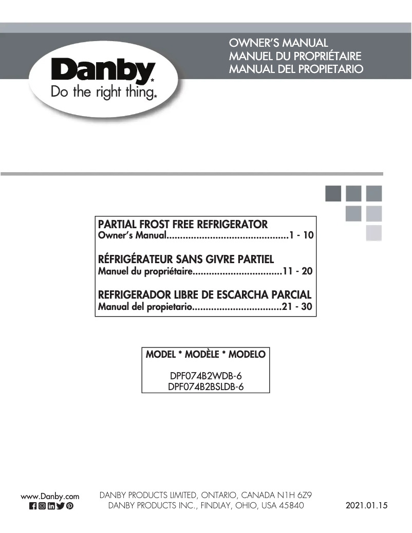 Page n°1 - Manuel utilisateur Danby DPF074B2BSLDB-6