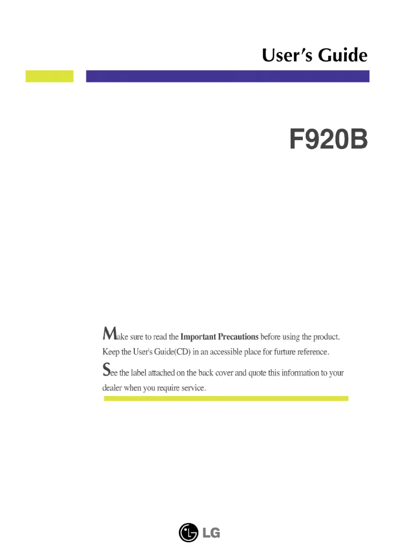 Page n°1 - Manuel utilisateur LG F920BAK