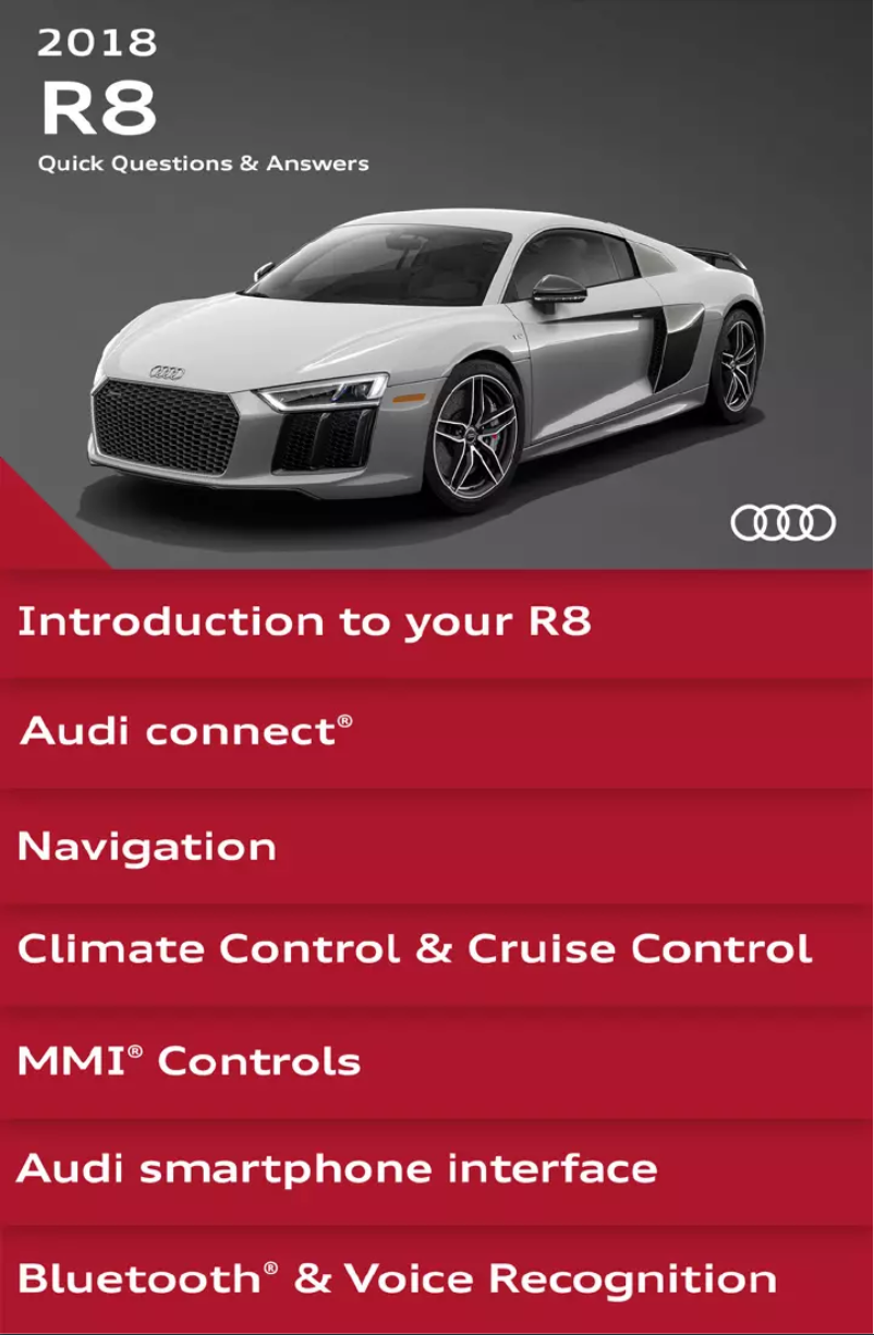 Page 1 de la notice Manuel utilisateur Audi R8 (2018)