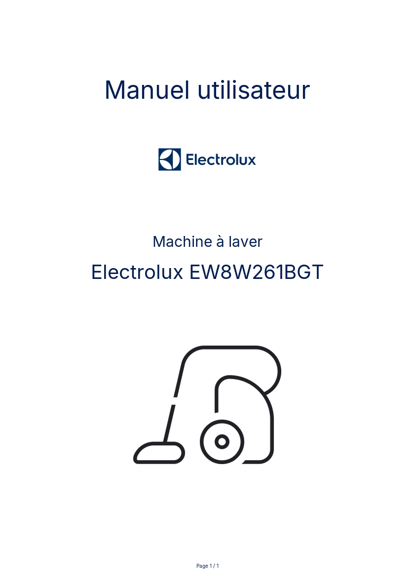 Page n°1 - Manuel utilisateur Electrolux EW8W261BGT