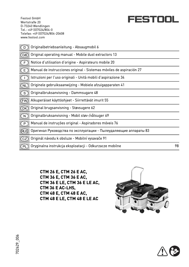 Imagen de la primera página del manual del dispositivo CTM 48 E AC