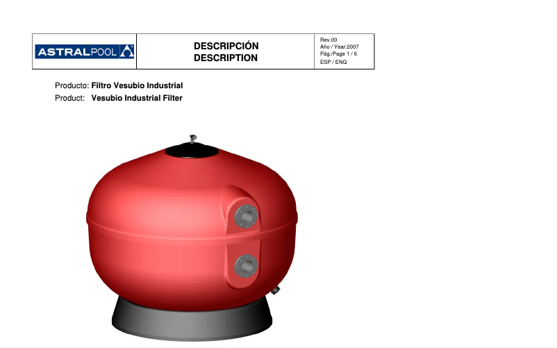 Page n°1 - Fiche technique AstralPool Vesubio