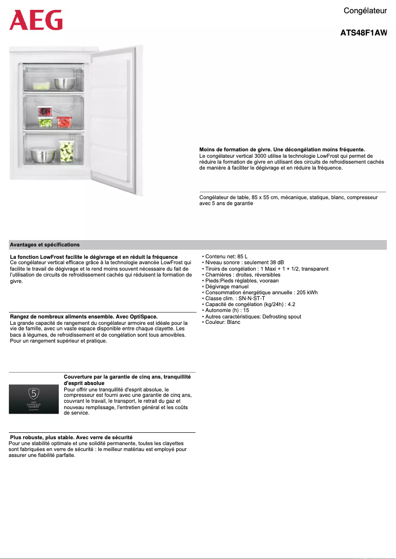 Page n°1 - Fiche technique AEG ATS48F1AW