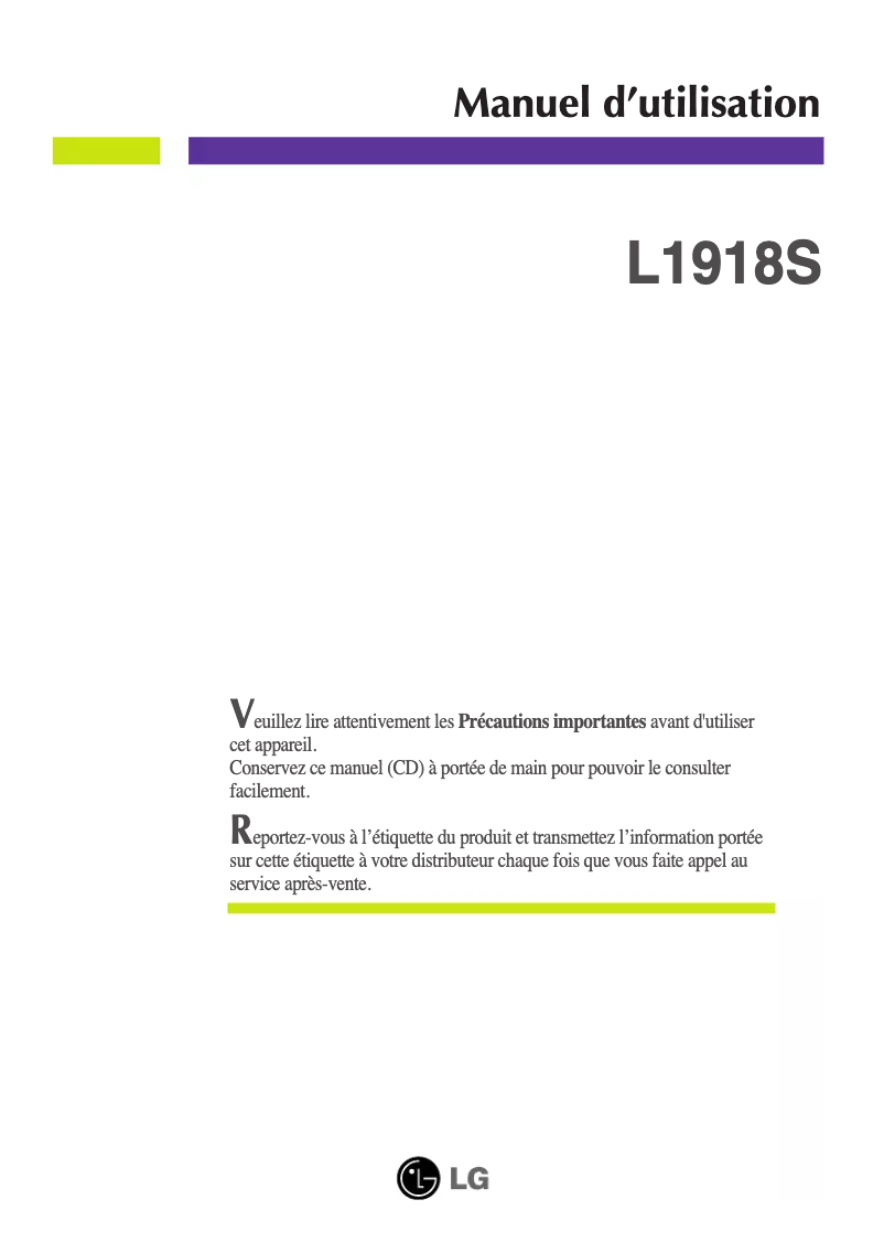 Page n°1 - Manuel utilisateur LG L1918S
