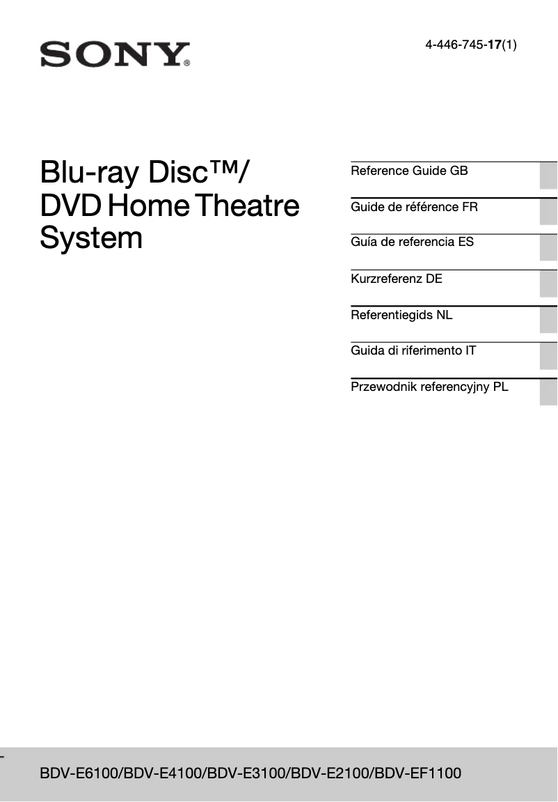 Image de la première page du manuel de l'appareil BDV-E4100