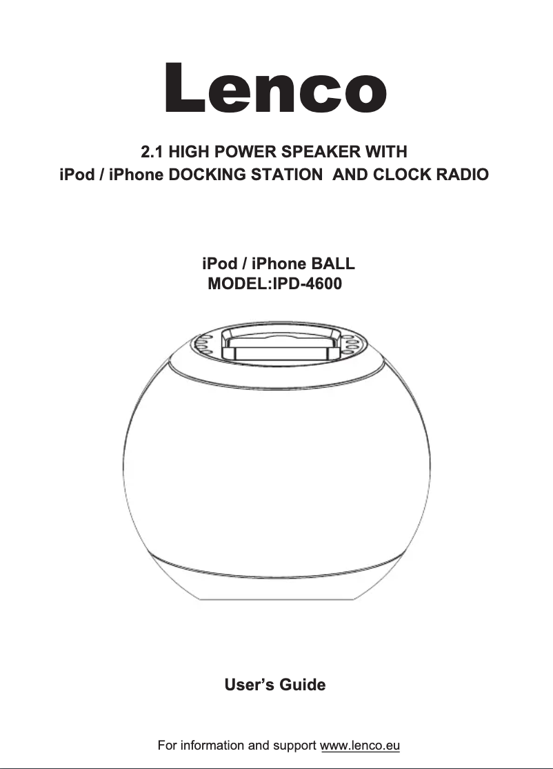 Page 1 de la notice Manuel utilisateur Lenco IPD-4600