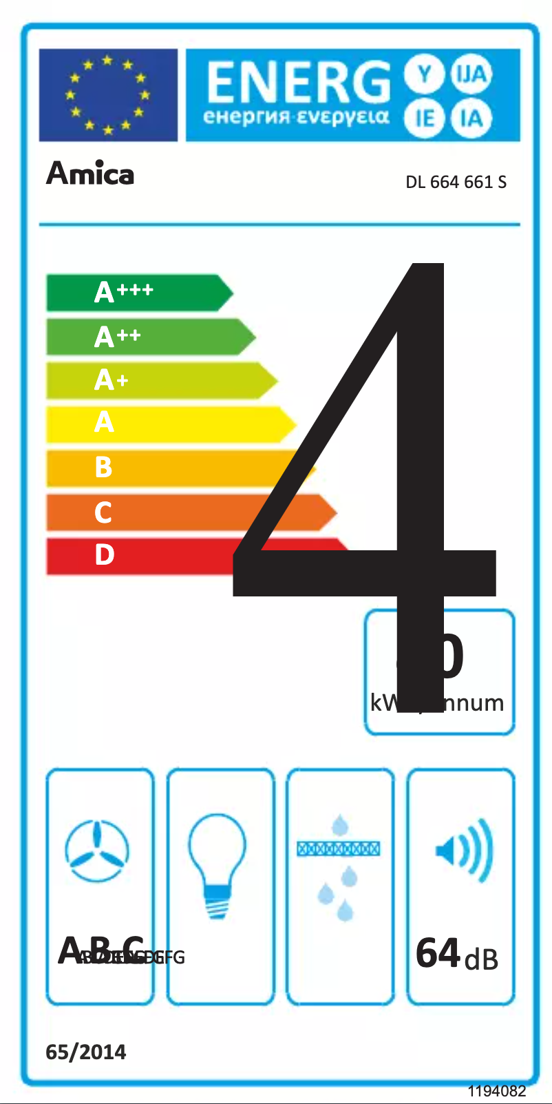 Page n°1 - Label énergétique Amica DL 664 661 S